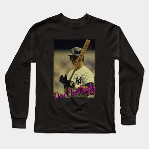 Don Mattingly New York Yankees Long Sleeve T-Shirt by pointcoffee